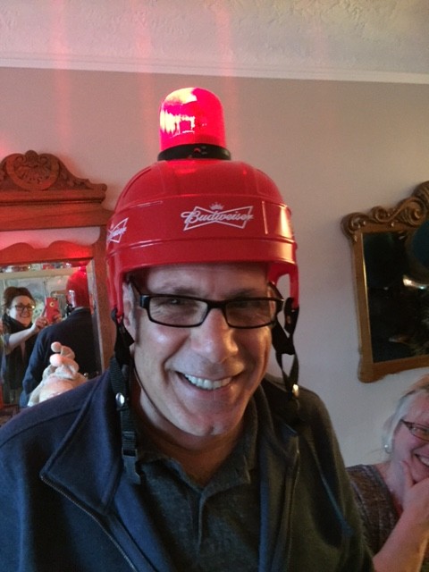 Chuck in Hockey Helmet
